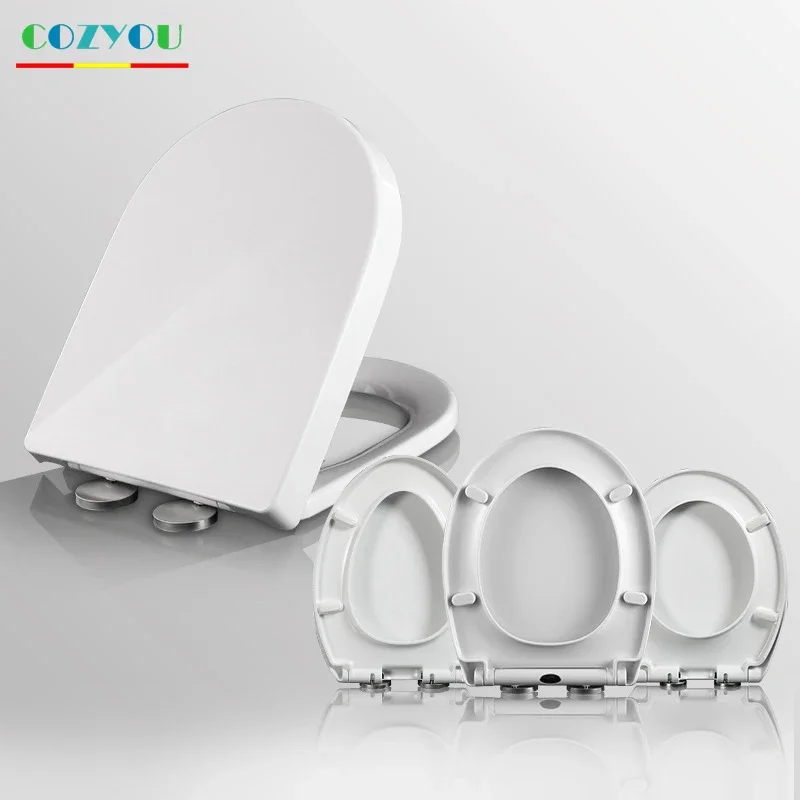 Thickened Urea Formaldehyde Toilet Seat Cover Ceramic Texture Quiet Close Universal U/O/V  low-temperature resistant Toilet Part