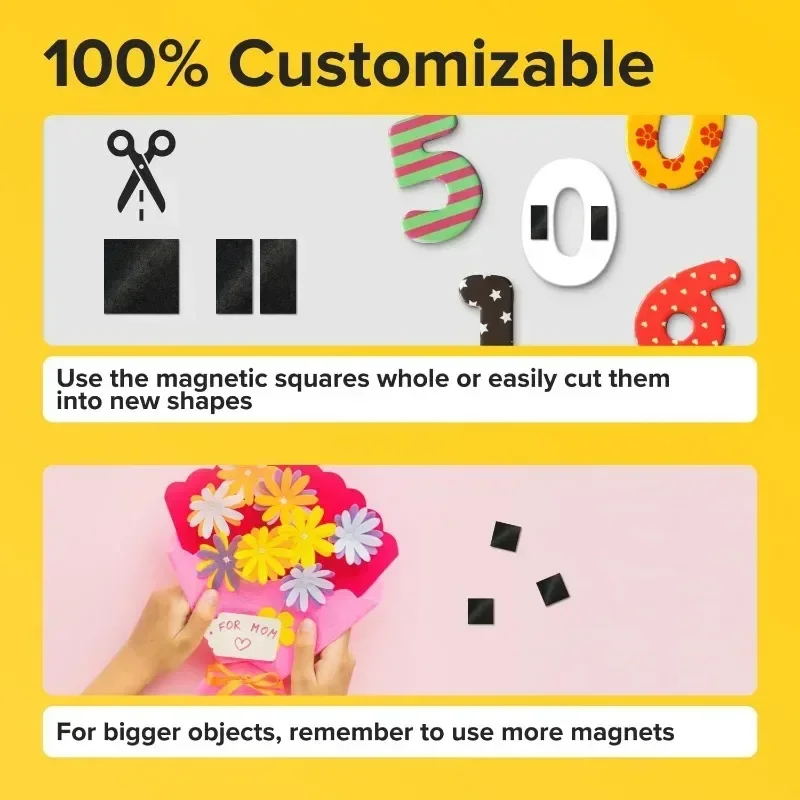 200/50PCS Square Magnetic Sheets Self Adhesive Magnets Soft Magnetic Sheet for Household Refrigerator Office Flexible Stickers