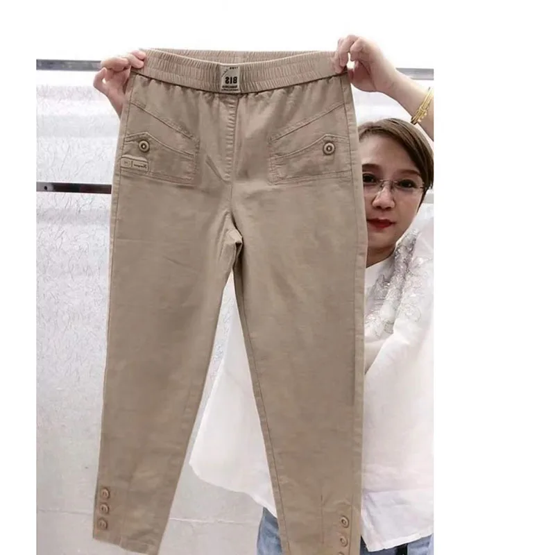 2023 Spring Summer Women Thin Cotton Linen Casual Pants  New Ladies Loose Slim Harem Trousers Straight Nine Pants Tide Female