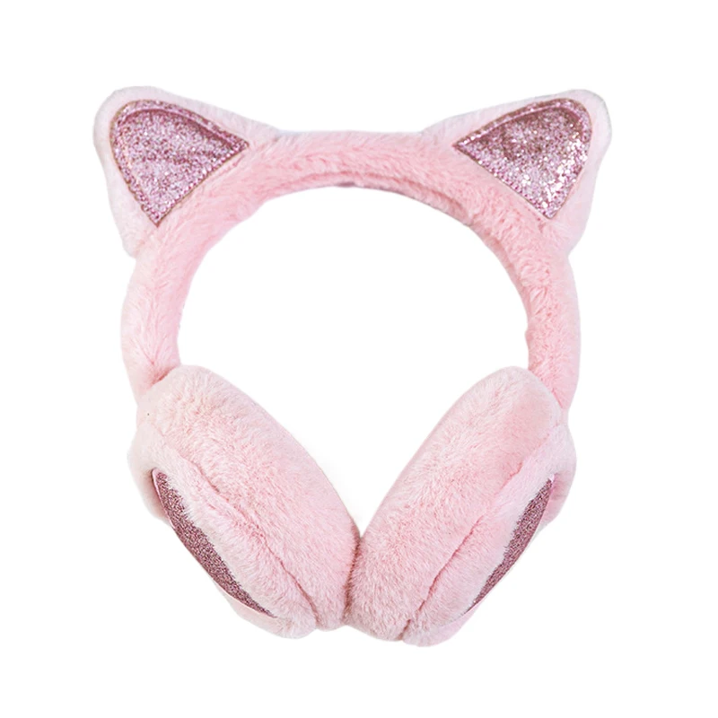 Cute Glitter Cat Ear Earmuff Soft Plush Warmer Winter Warm For Women Men Fashion Solid Earflap Outdoor Cold Protection Ear Cover