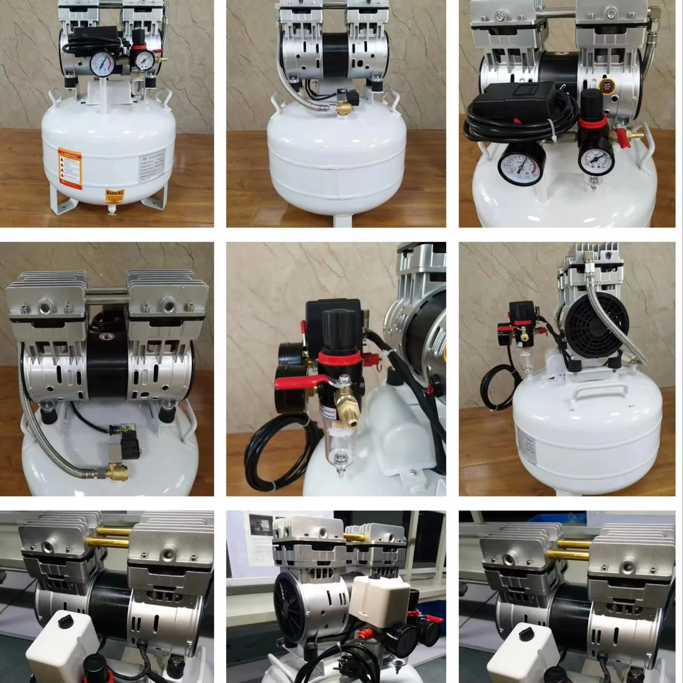 Dental Air Compressor Oil-Free Silent Stationary Piston 30L 40L 40LPM 8bar Clean Air for Dental Chairs
