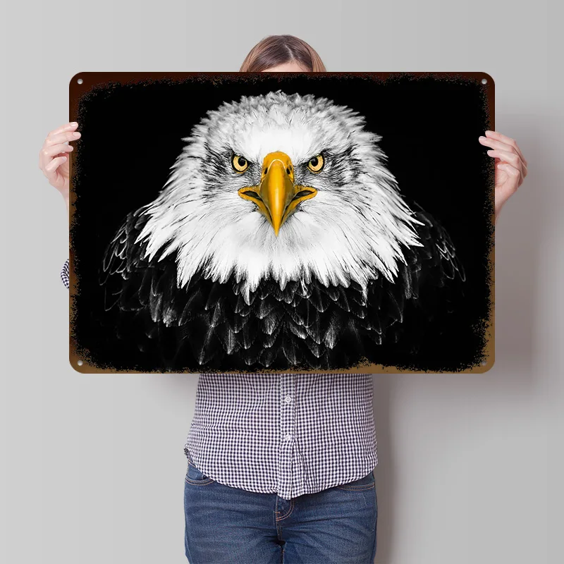 Eagle Printed Poster Customized Wall Art Retro Vintage Metal Tin Signs for Decoration Home Decor Items Room Ornaments House Cozy