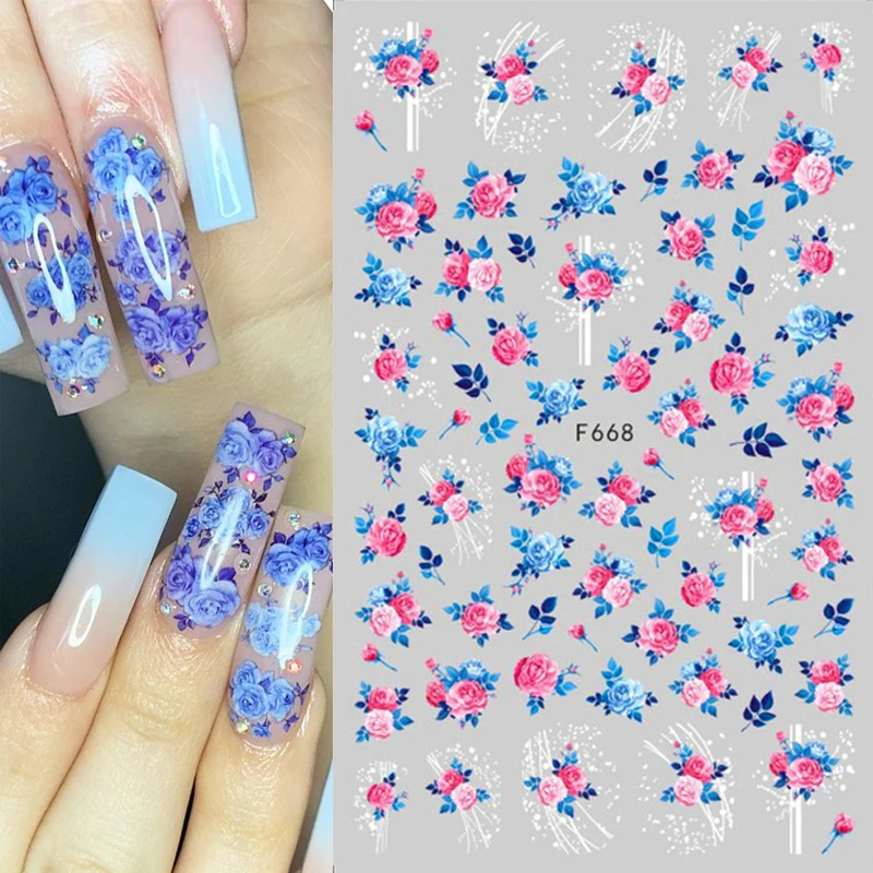 Summer Flower Nail Sticker cuore in bianco e nero forniture per unghie decalcomania per unghie lussuosi adesivi a farfalla per la decorazione delle unghie delle unghie