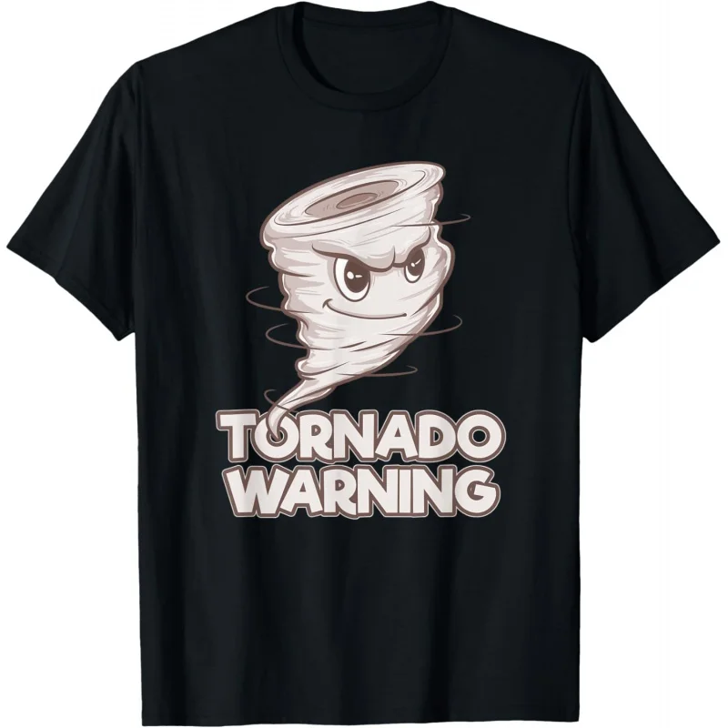 Men's and Women's Sports and Leisure New Fashion Trend Short Sleeve Tornado Warning Weather Forecast Meteorologist T-shirt Black