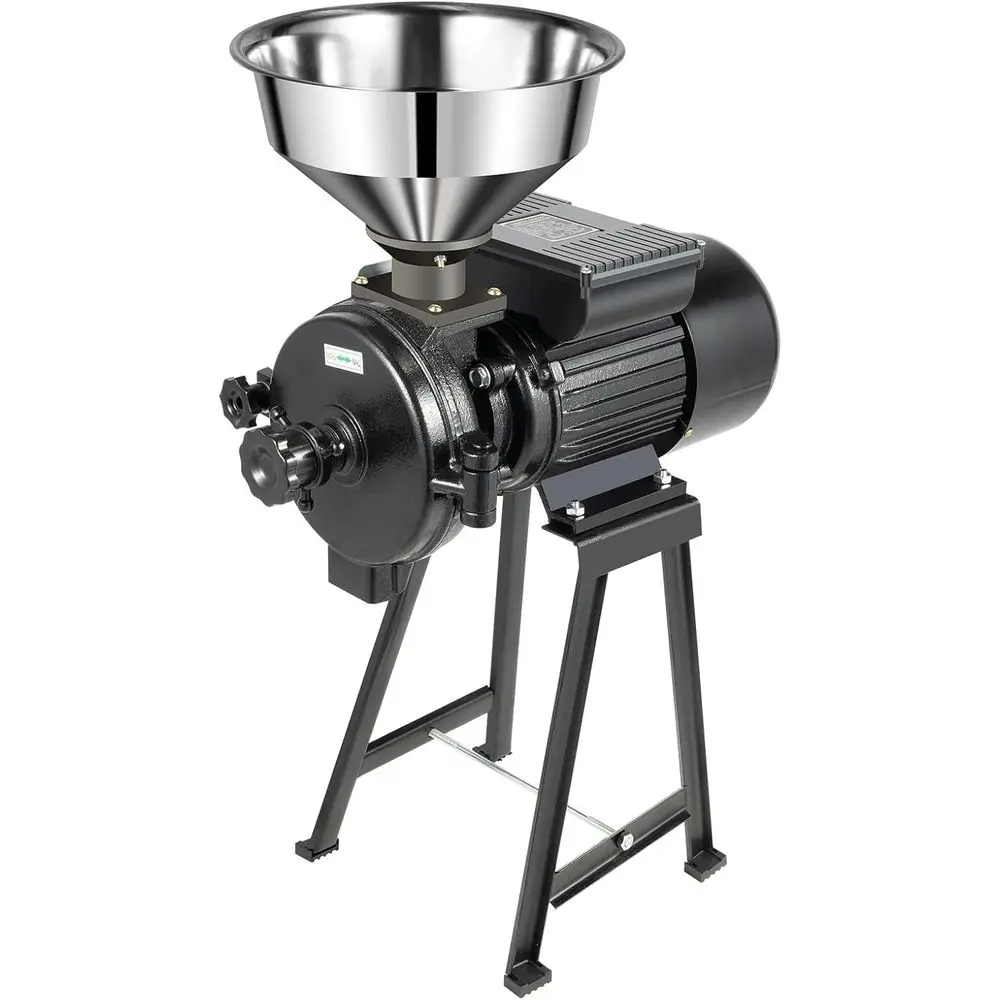 

Heavy-Duty 2200W Commercial Electric Grain Mill for Dry and Wet Milling of Rice, Corn, Coffee, Wheat, and Spices (Black)