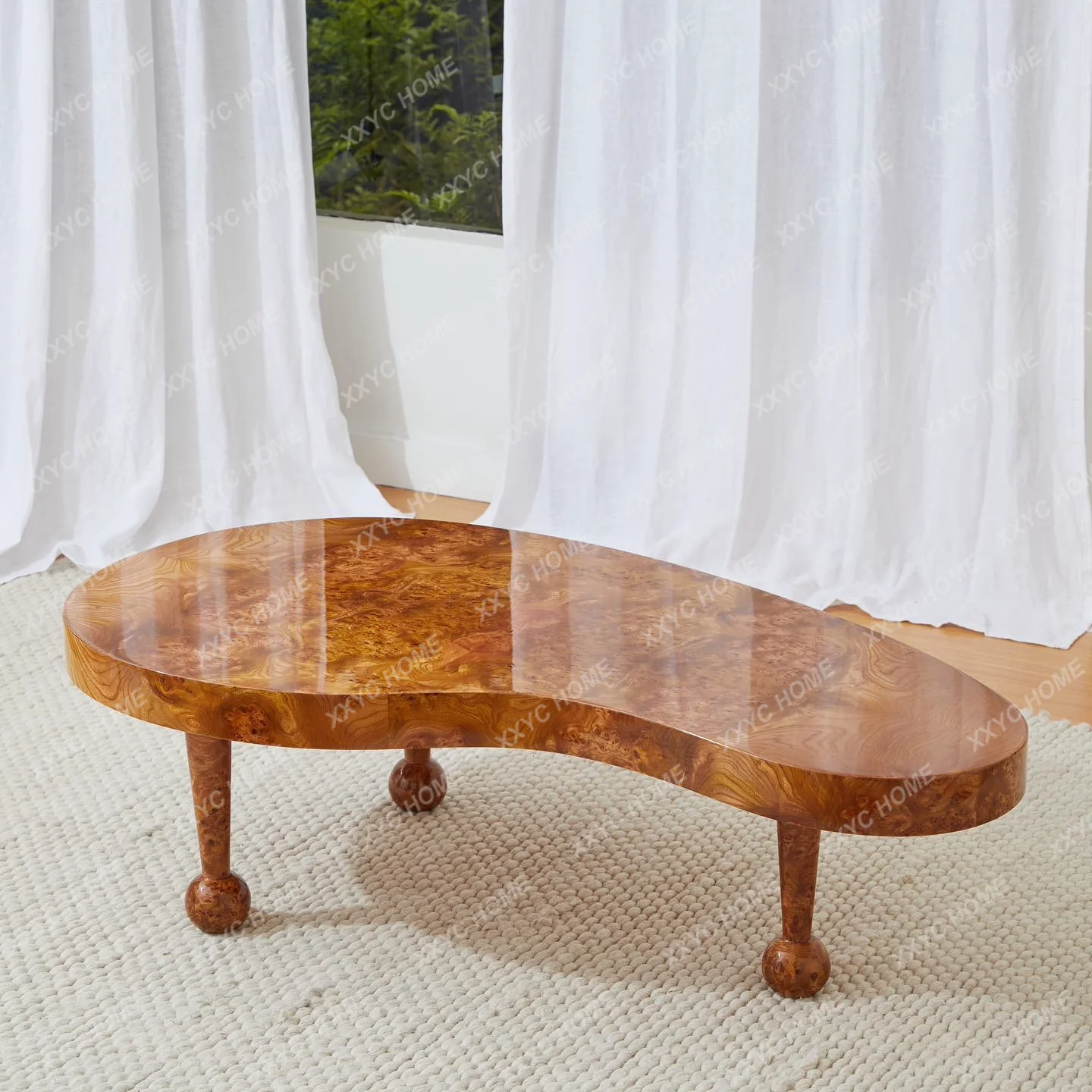 Retro tree tumor bark solid wood coffee table household living room cashew nut special-shaped coffee table medium antique c