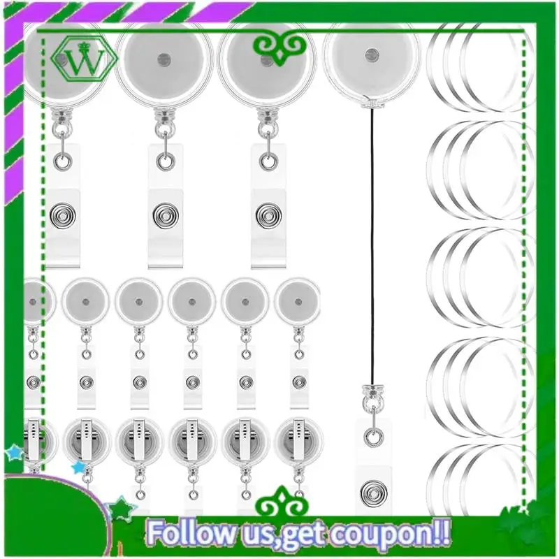 

Reliable-30Pc DIY Retractable Badge Holder Reels With Swivel Alligator Clip And Clear Circle Acrylic Sheet Badge Reel Blanks DIY