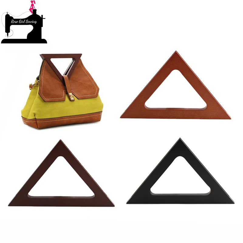 

2-10PCS 24.5x15.5CM Solid Wood Triangle Handle Purse Frames Wooden Handles For DIY Women's Making Bags Decorative Accessories