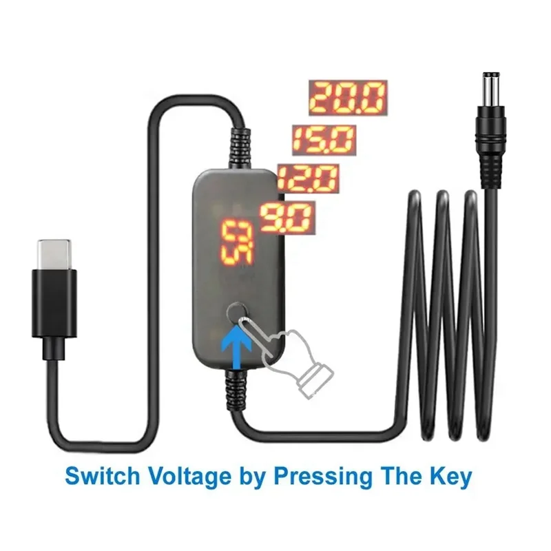LXYB18B Type C To DC5.5X2.1Mm Power Adapter Cord 5-20V Adjustable Voltage Fast Charging Cable For Lenovo Asus Hp Acer Laptop