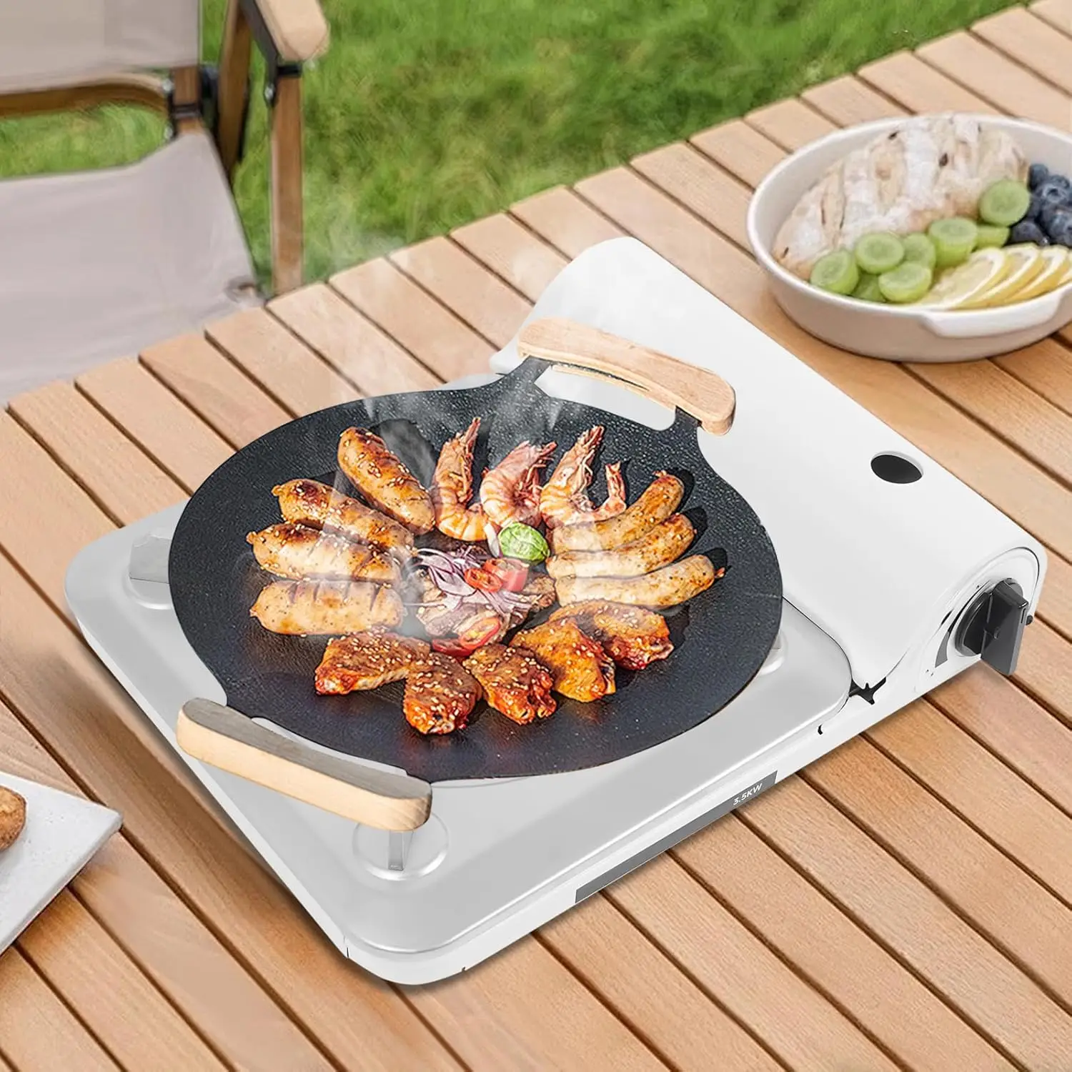 Grill na butan z obudową, przenośny grill kempingowy idealny do gotowania na świeżym powietrzu/kempingu/wycieczek samochodowych, paliwo nie jest dołączone.