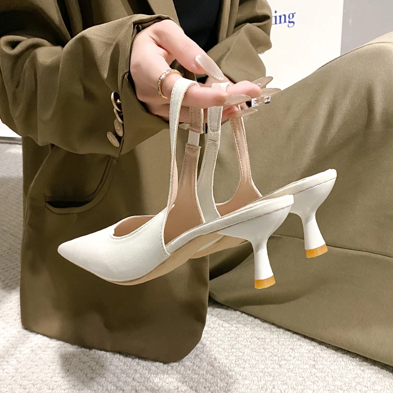 New Fashion Sandals Pointed Toe High Heels Ankle Wrap White Ladies Dress Women Shoes Zapatos De Mujer Zapatos