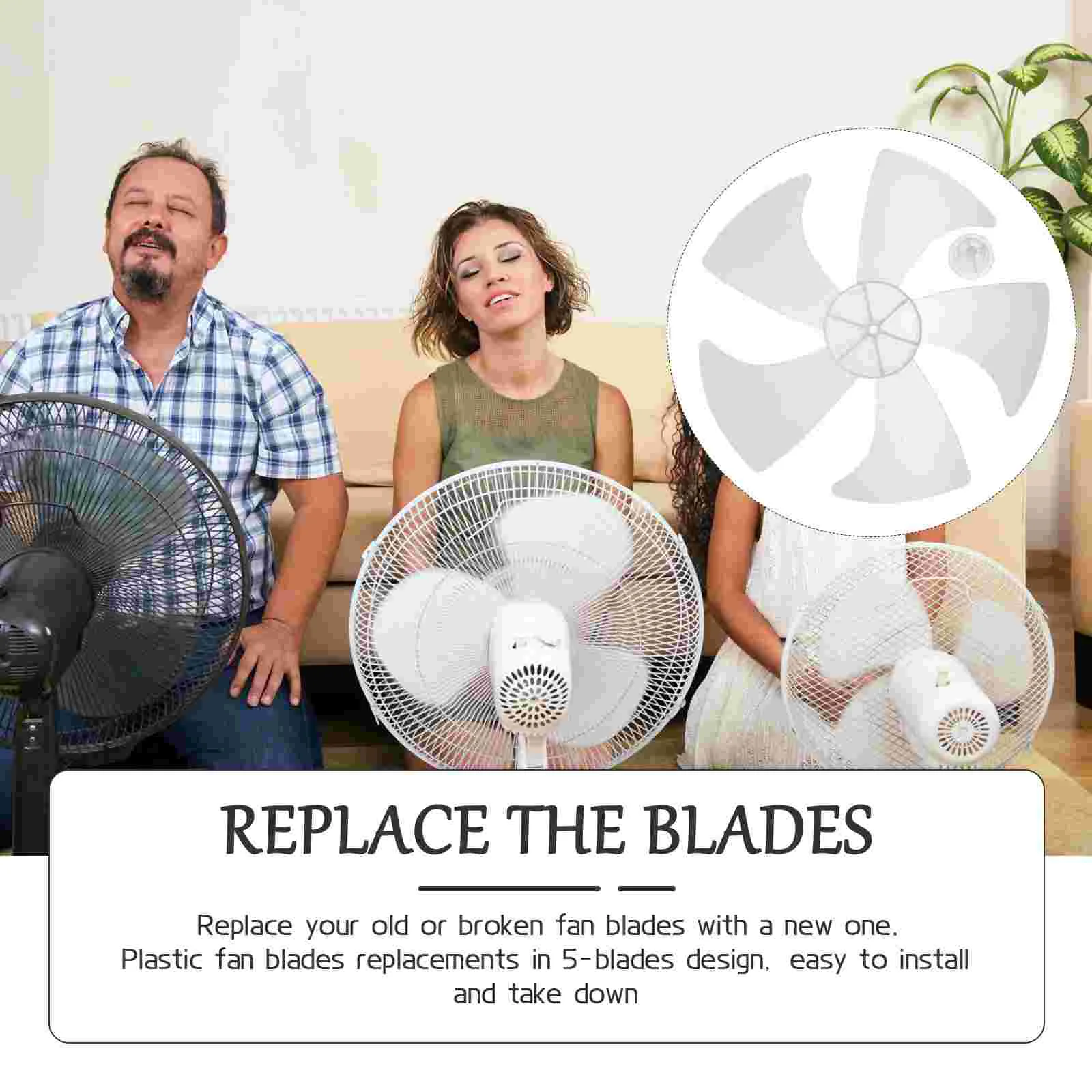 Fan Blades for Table Standing Pedestal Electric Base Oscillating Replacement 14 Inch Plastic Professional