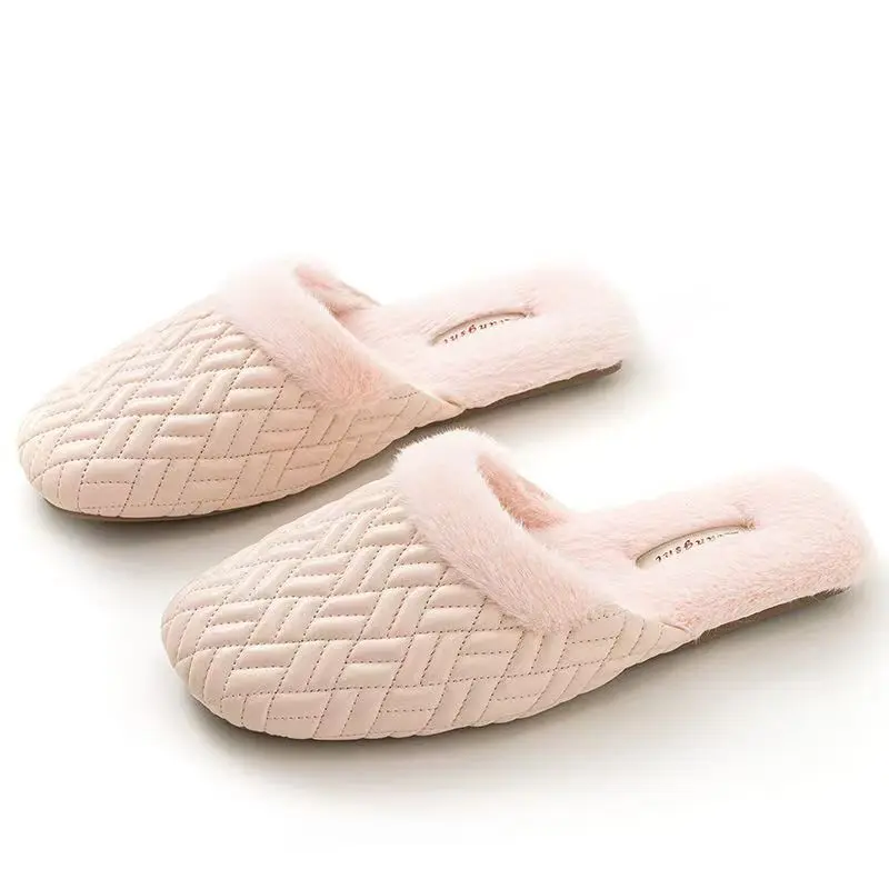 ผู้หญิงหนัง Baotou รองเท้าแตะผ้าฝ้าย Soft Sole Non SLIP น้ําหนักเบาคุณภาพสูง Office รองเท้าแตะรองเท้าแตะรองเท้าแตะกลางแจ้ง