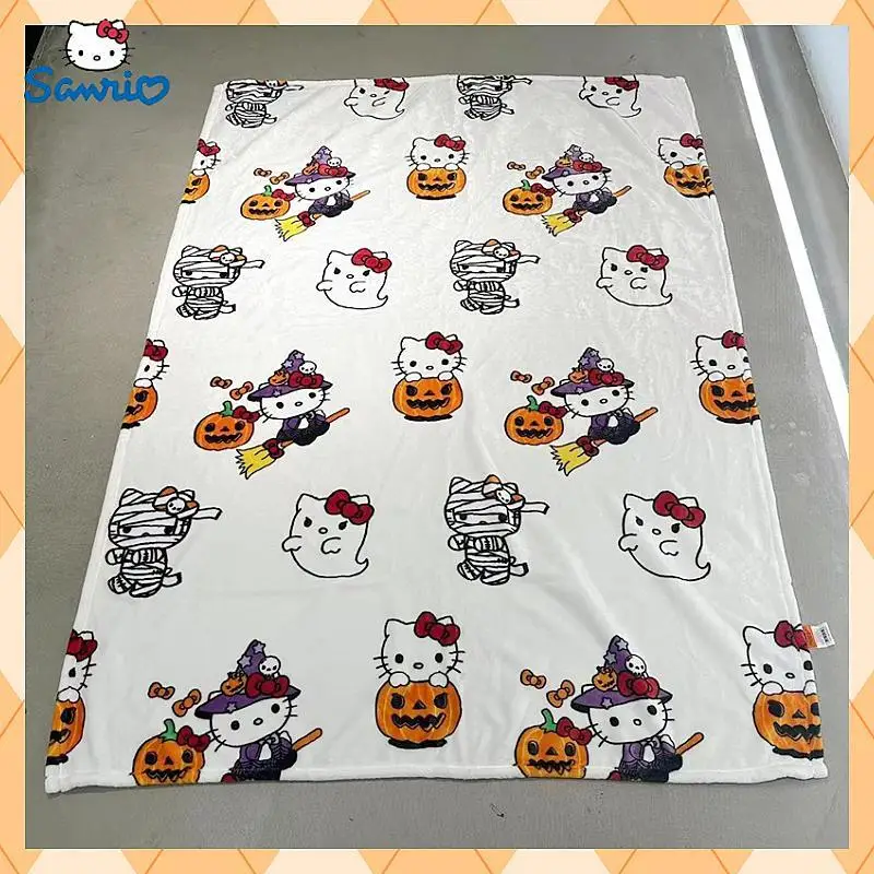 

Sanrio Halloween Ghost New Hello Kitty Plush Cartoon Large Flannel Blanket Cute Cotton Sofa Nap Blanket Bed Sheet Christmas Gif