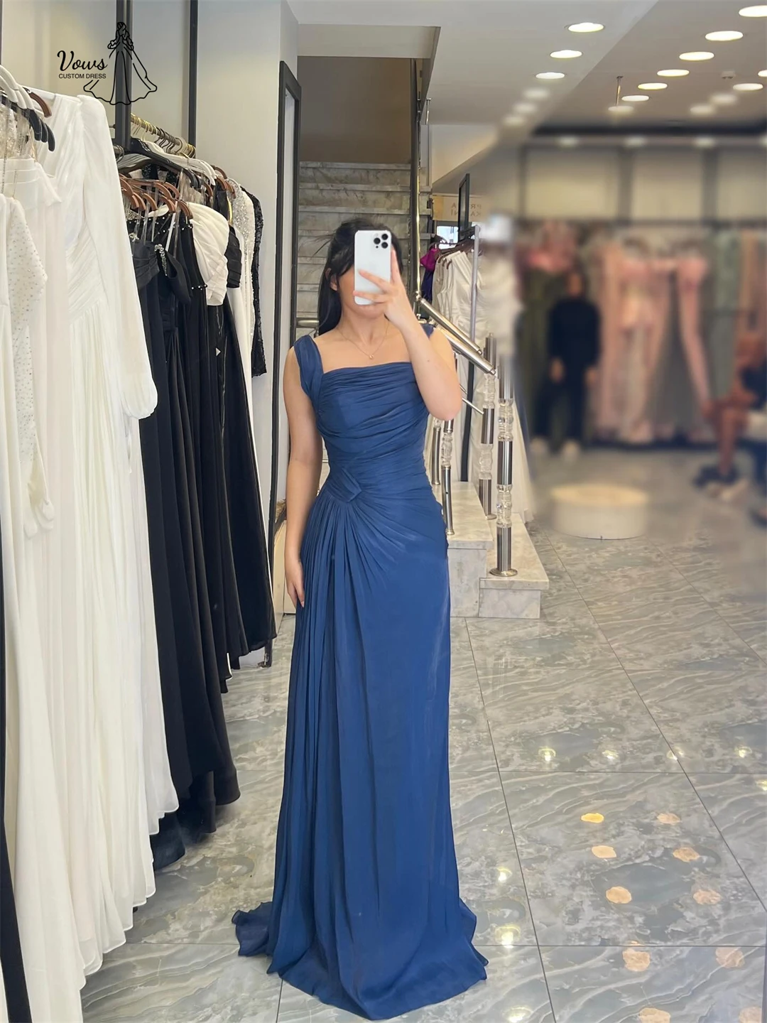 فساتين سهرة من Vows فساتين ضيوف الزفاف امرأة واسعة الكتف الأشرطة كلمة مخصصة مقبض إمساك فستان حفلة موسيقية فاخر 2025 حفل