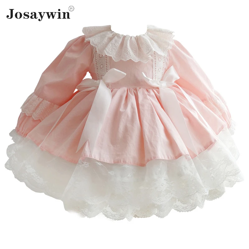 Spring Autumn Children Dress Original Baby Girl Lolita Dress Girls Spanish Vintage Pink Kids Wedding Dresses Vestidos Costume