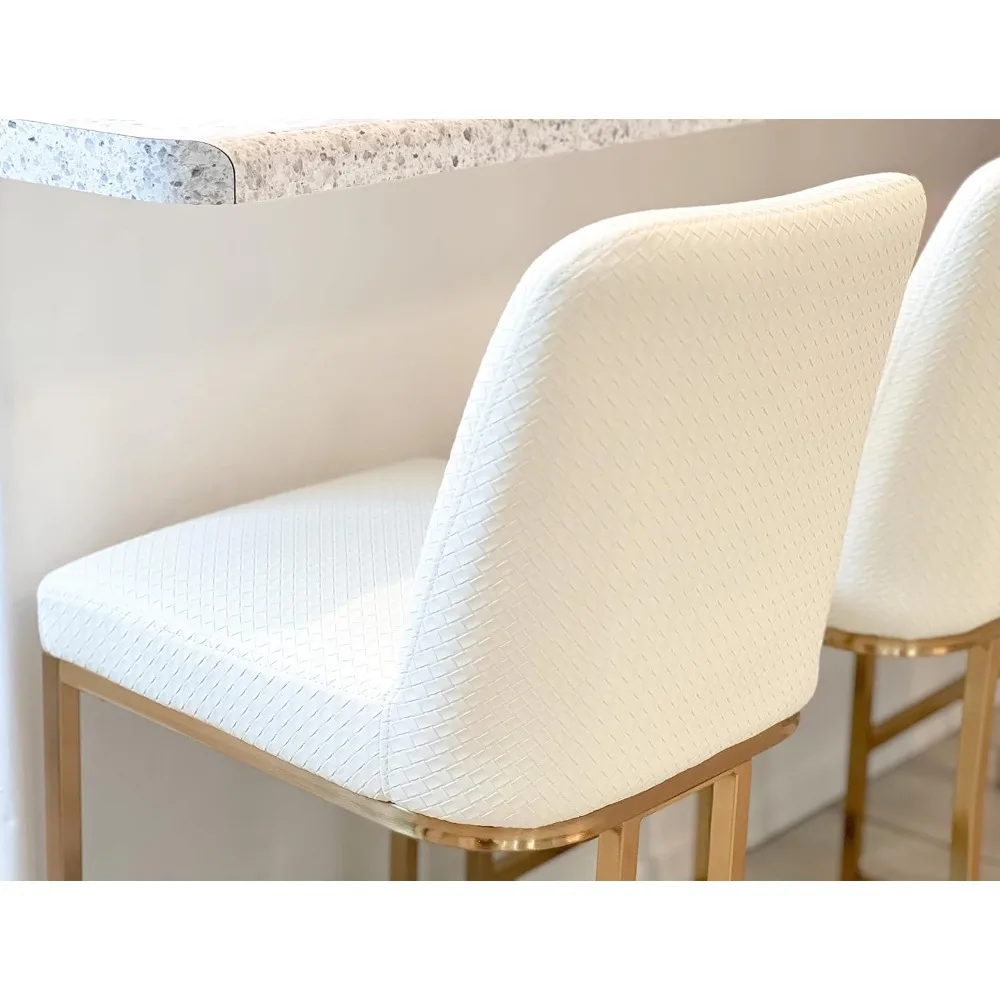 Counter Height Bar Stools with Back for Kitchen Counter 24 Inch Modern Upholstered Faux Leather Barstools Farmhouse Bar Chairs