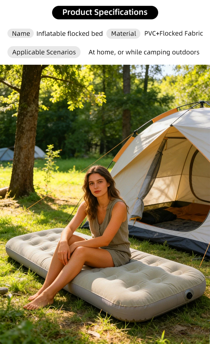 Aufblasbares Campingbett, Isomatte, 4 Größen, tragbare Blow-up-Matratze, Luftbett für Zuhause, Outdoor, Wandern, Reisen – Detail 3