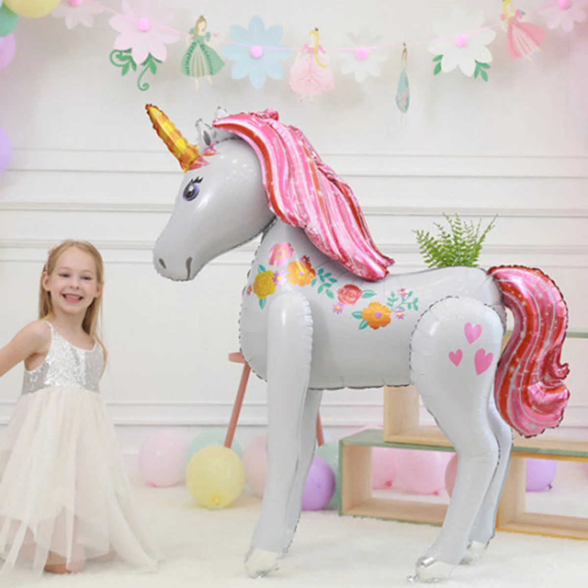 1 set of 116*106cm super large 3D assembly colorful unicorn aluminum film balloon unicorn theme birthday decoration balloon