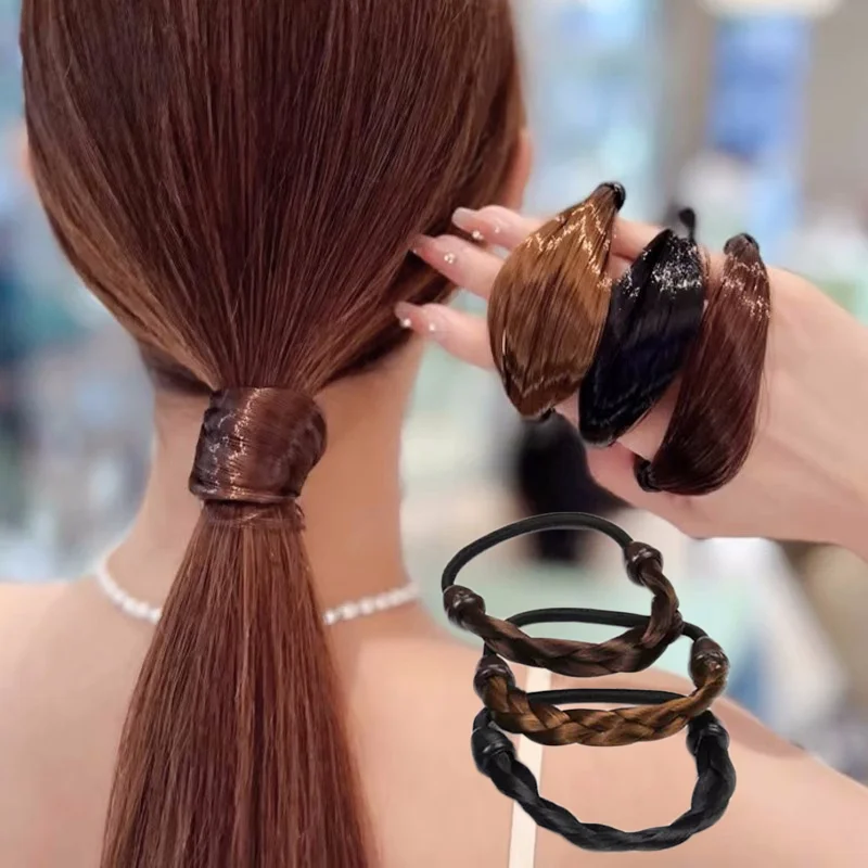 10 Stück Korea Gummiband aus Haars imulation Perücke Kopfs eil Mode Perücke Haarring gerade Haar gummi Pferdes chwanz elastisches Haars eil – Detail 2