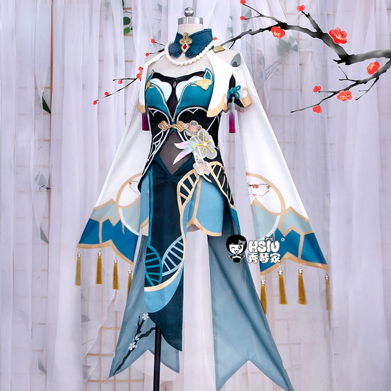 Game Anime Honkai: Star Rail Cosplay Ruan Mei Women Girl Top Skirt Shawl Gloves Hair Ear Accessories Full Suit Christmas Costume