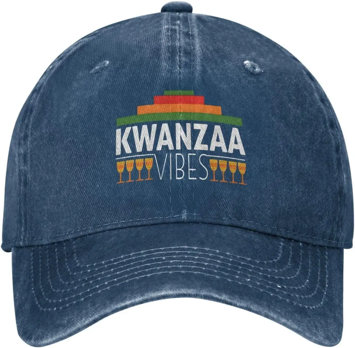 Kwanzaa-Vibes-Baseball-Cap-Cotton-Washed-Denim-Low-Profile-Adjustable-Golf-Hat-Unisex