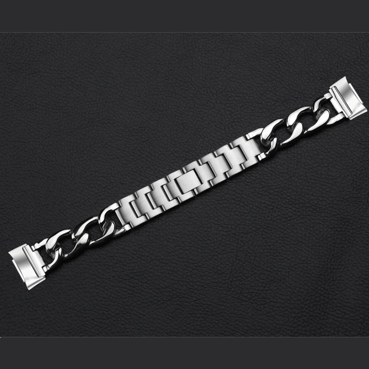 Kette Edelstahlarmband für Fitbit Charge5/6 Stilvolle Denim-Kette Metall-Schnellverschlussband