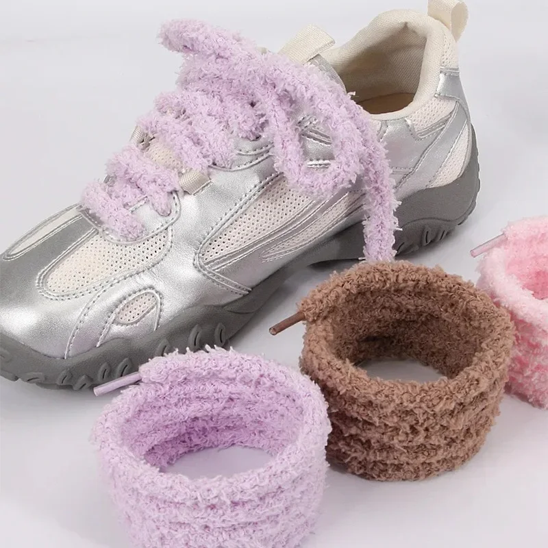 1CM Width Round Rope Laces Autumn Fluffy Shoelaces Sneakers Casual Shoe Laces 80/100/120/140/160CM Shoe Laces Accessories 1 Pair