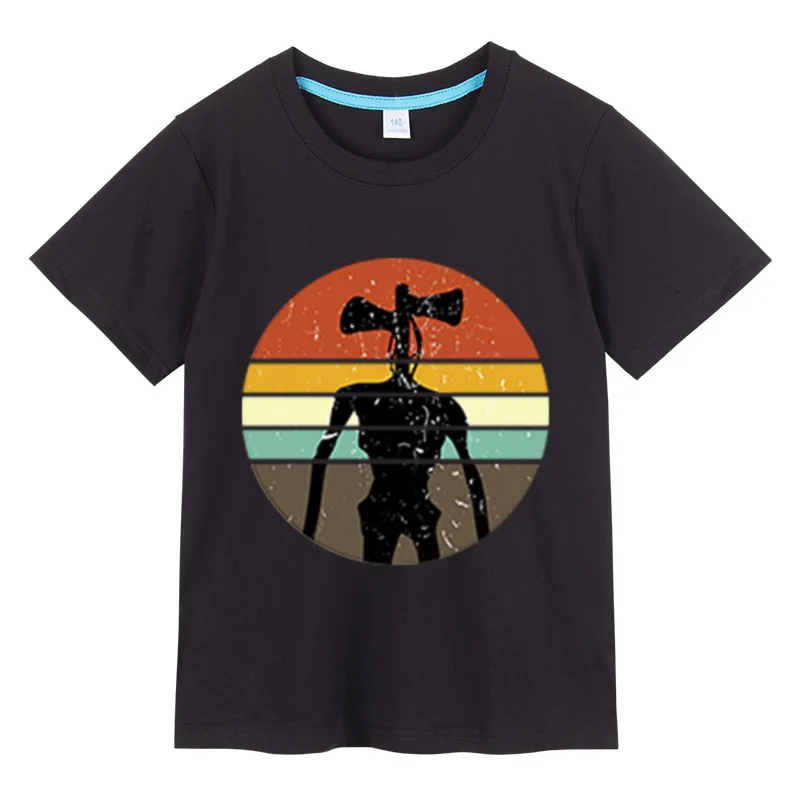 Cartoon Sirenhead Kids T-shirts Horror Siren Head Short Sleeve 100% Cotton Boys girls Kids Tees Costume Casual Comic T Shirt