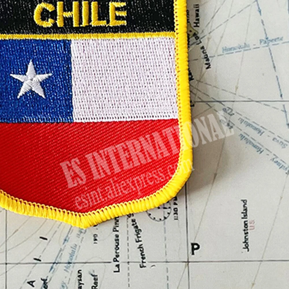 CHILE National Flag Embroidery Patches Badge Shield Square And Shape Pin  One Set  On The Cloth Armband   Backpack  Decoration
