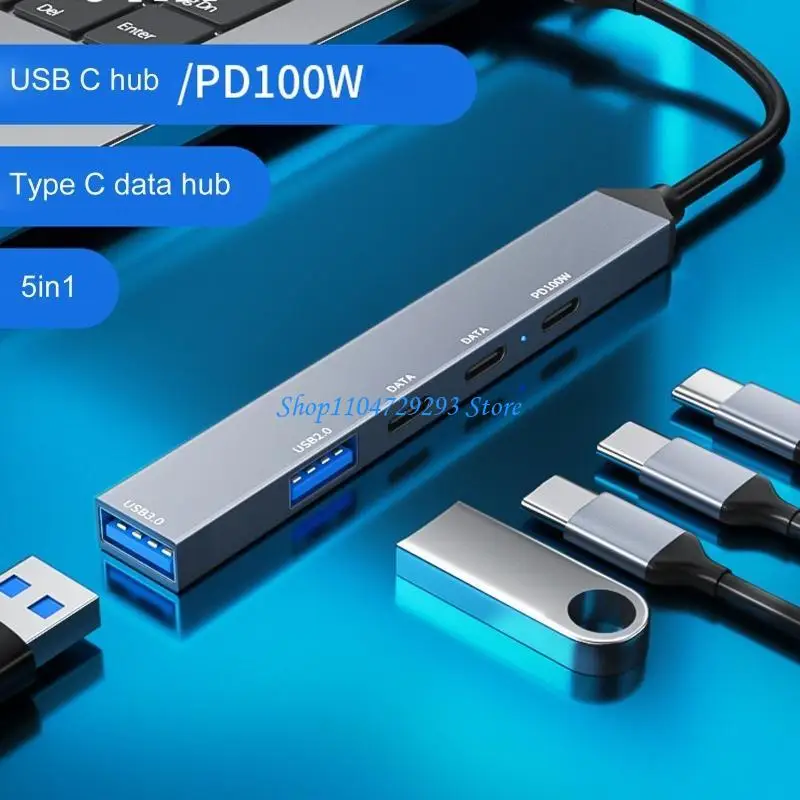 

Y2GD USB C Hubs 5 in 1 Adapter TypeC adapter 5Gbps High Data Transfer PD 100W Charging for Laptop, Pad