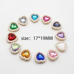 10 Pieces of 17 * 19mm Pearl Heart Shaped Acrylic Alloy Women's Sweater DIY Decorative Accessories Handmade Wedding Decoration