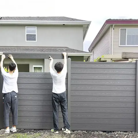Wholesale WPC Garden Fence Panel Easy Installation UV Resistant Wood Plastic Composite Aluminum Frame Outdoor Fencing