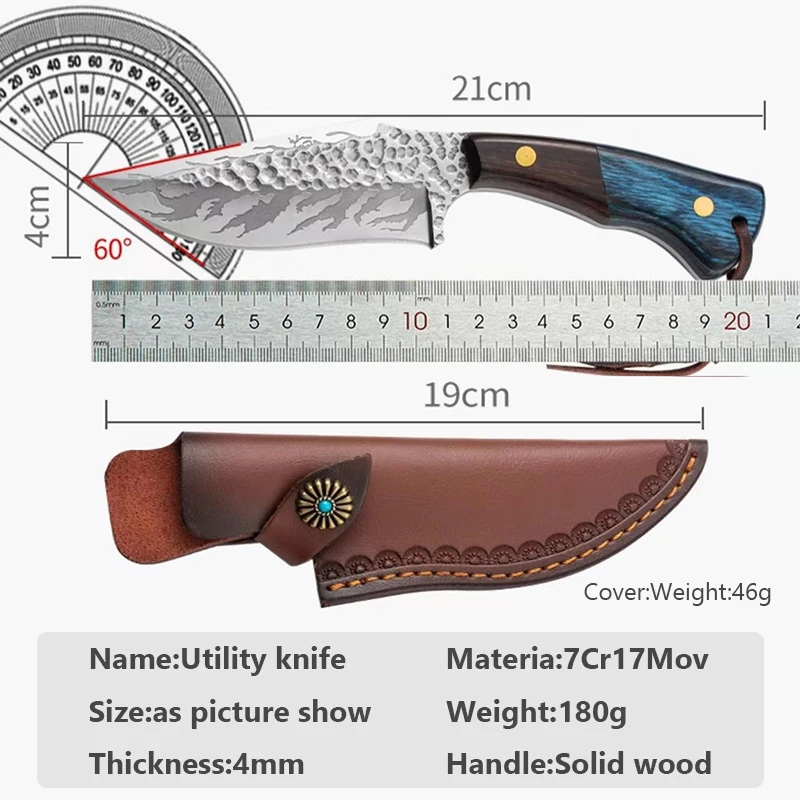 Stainless Steel Utility Knife Kitchen Boning Knife Cleaver Slicing Barbecue Knife Meat Fruit Cutting Fishing Knife