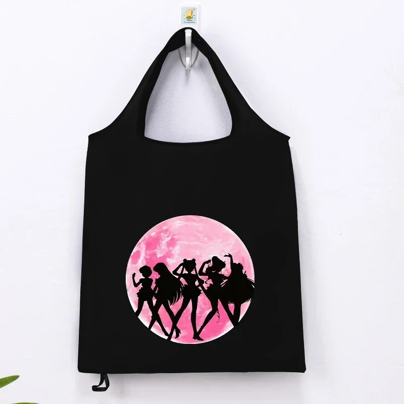 Sailor Moons Women Folding Shopping Bag Easy To Carry Reusable Large Capacity Eco-Friendly Storage Tote Handbag Bags Girls Gifts