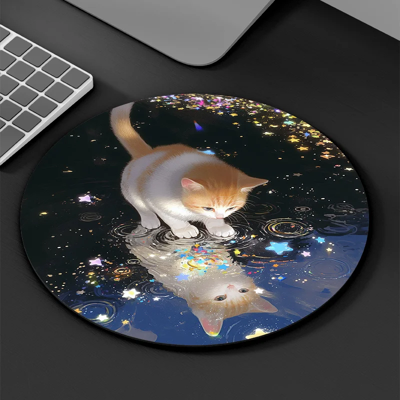 

Star Cat circular mousepad has an anti-slip rubber base is wear-resistant and comfortable in texture is suitable for gamers