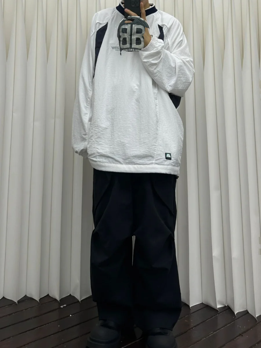 

e Rose Early Autumn Splice V-ne Embroidered Ice Hoey Long Sve Sweatirt Versatile Double-layer Sportswear