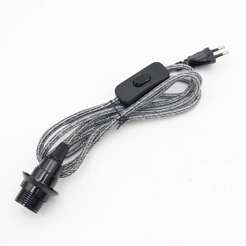 EU Plug Power Cord Fabric Cable Cord  with E14 Lamp Holder Hanging Lamp Cords