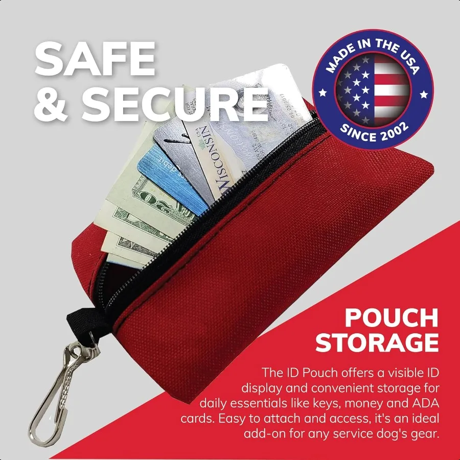 ActiveDogs Service Dog ID Card Pouch Clip On Identification Badge Display Tag Holder Carrier dengan Saku Ritsleting untuk Tas Kecil