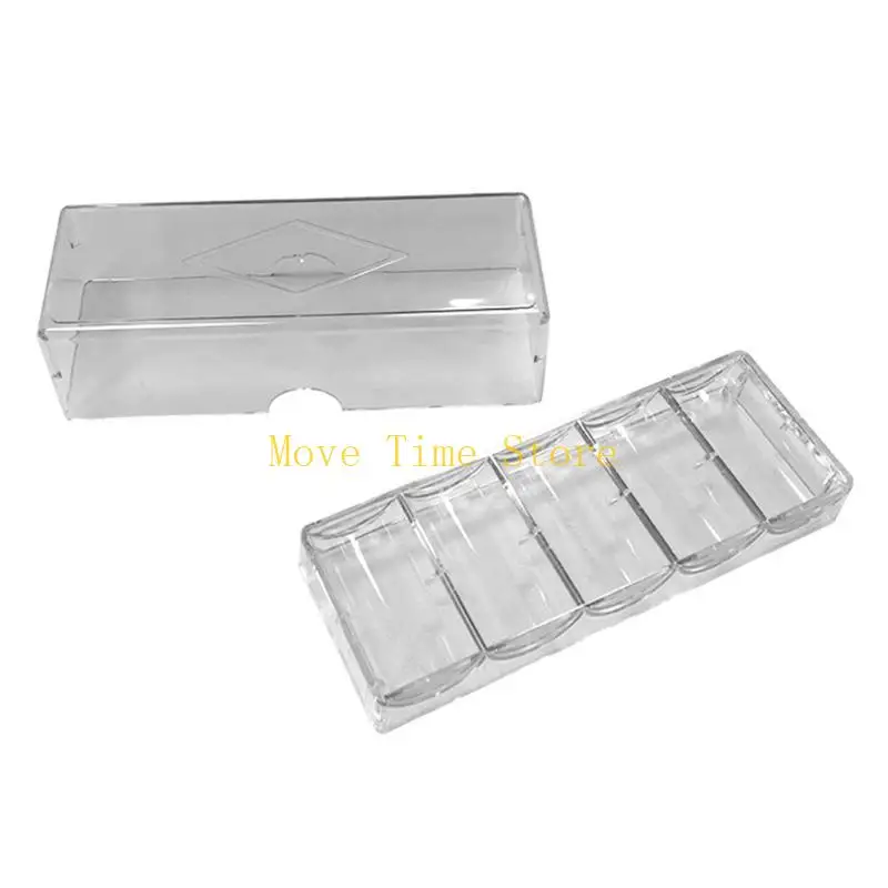 92ME Profession Casino Game Accessory Transparent Chip Tray 5 Rows 100 Pieces Chips Container Holder Chips Storage Box