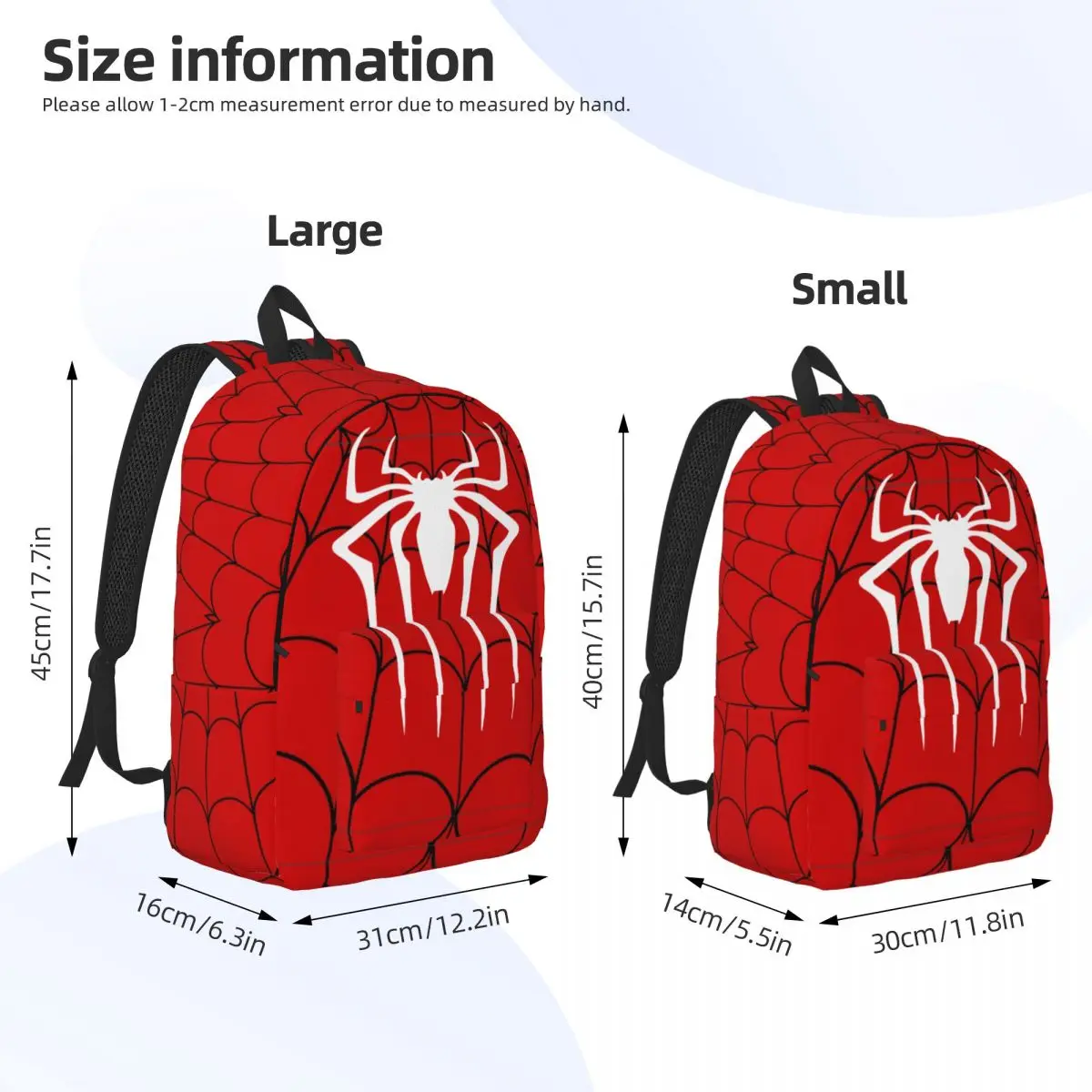 Spider Web Red Backpack Elementary High College School Student Bookbag Teens Canvas Daypack with Pocket