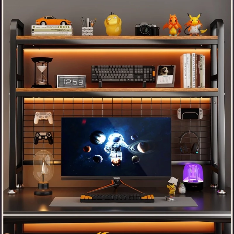 

Gaming Desk Organizer Rack, Multi-Layer Pegboard Student Computer Desk Storage, Adjustable Carbon Steel DIY Organizer Rack