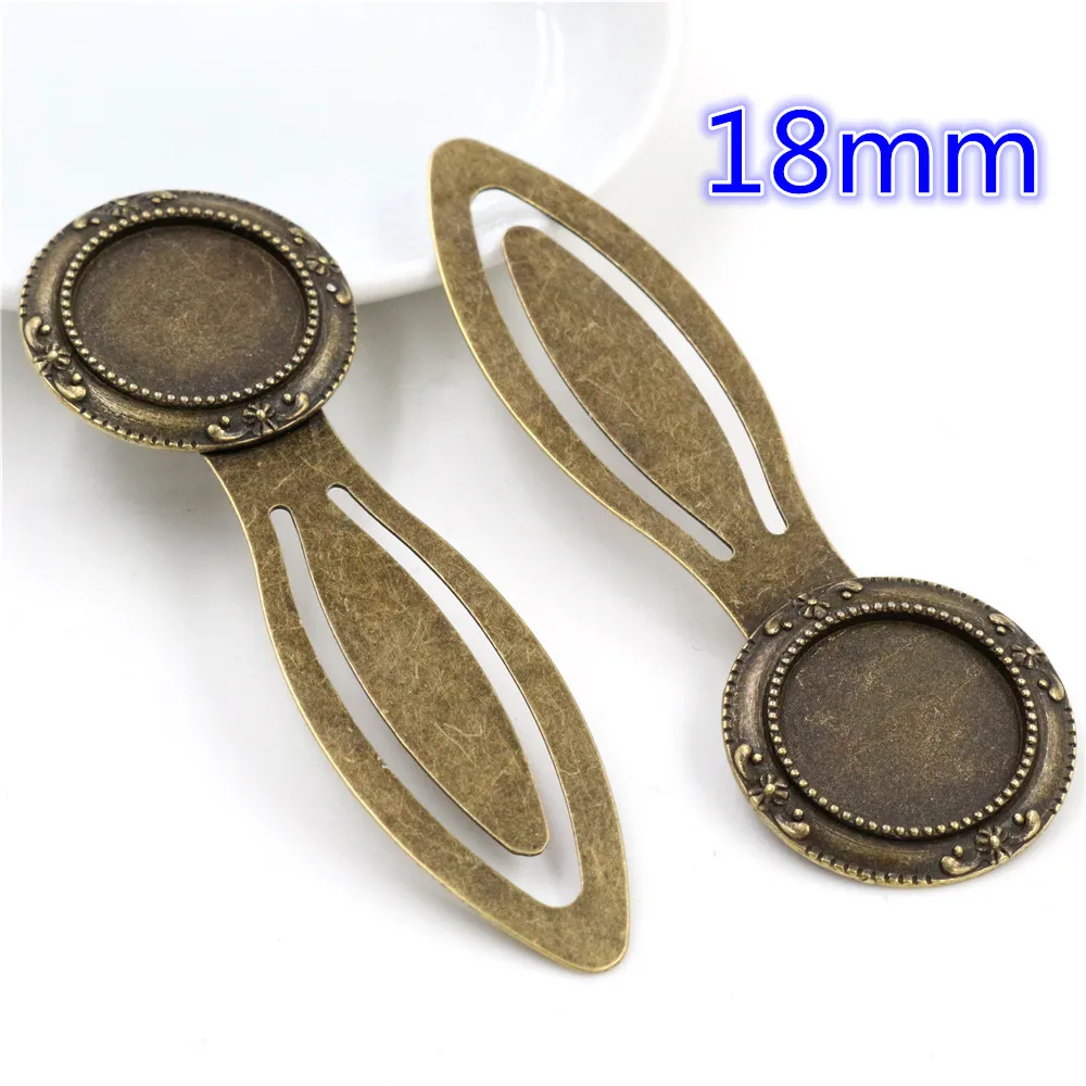 2pcs Antique Silver Plated Bronze Bookmark Cabochon Base Set
