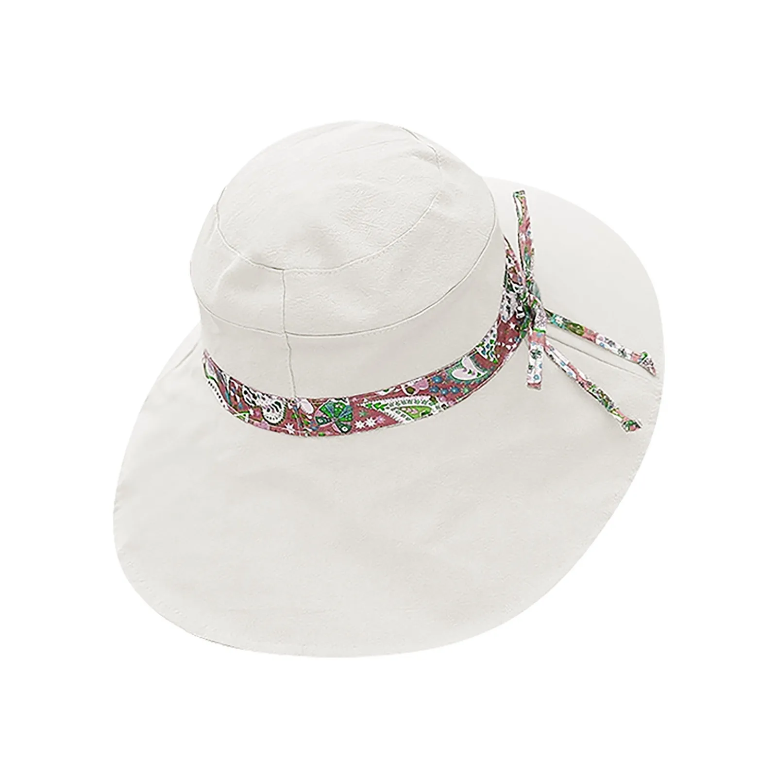 Ladies’ Floral Printed Retro High Quality Daily Date Outdoor Beach Style Foldable Large Brimmed Summer Sunscreen Hat Decorative