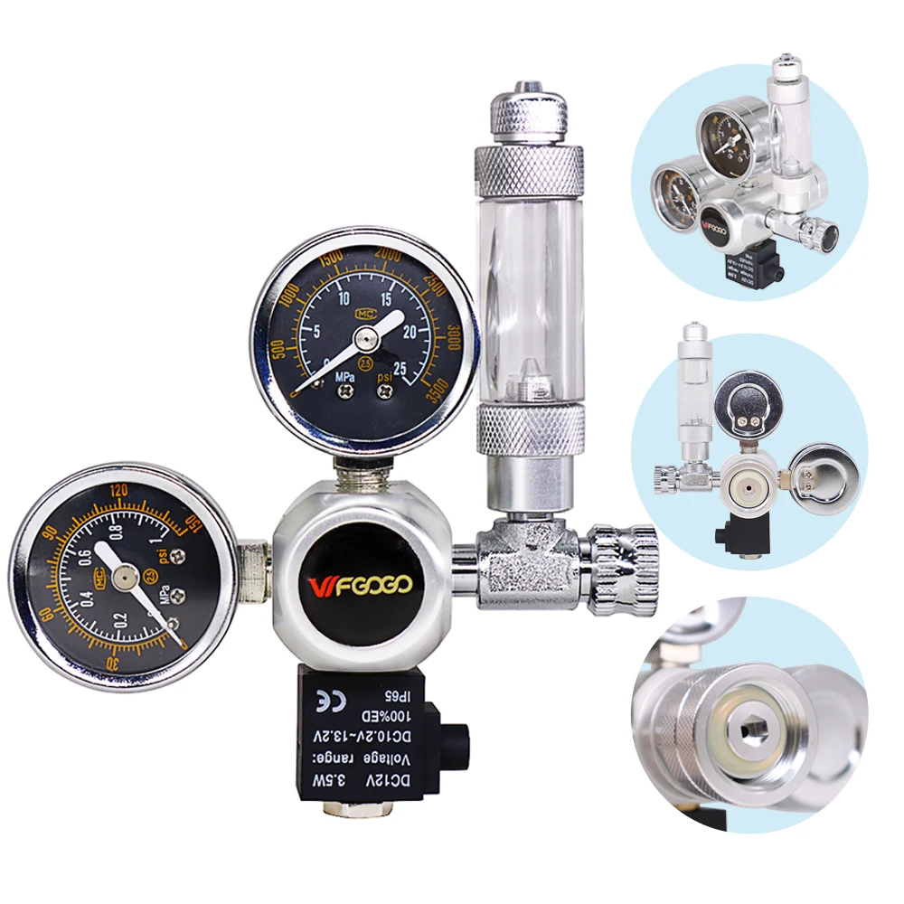 DC 12V Aquarium CO2 Regulator Magnetic Solenoid Kit DIY Fish Tank CO2 Bubble Counter Control System Pressure Reducer Check Valve