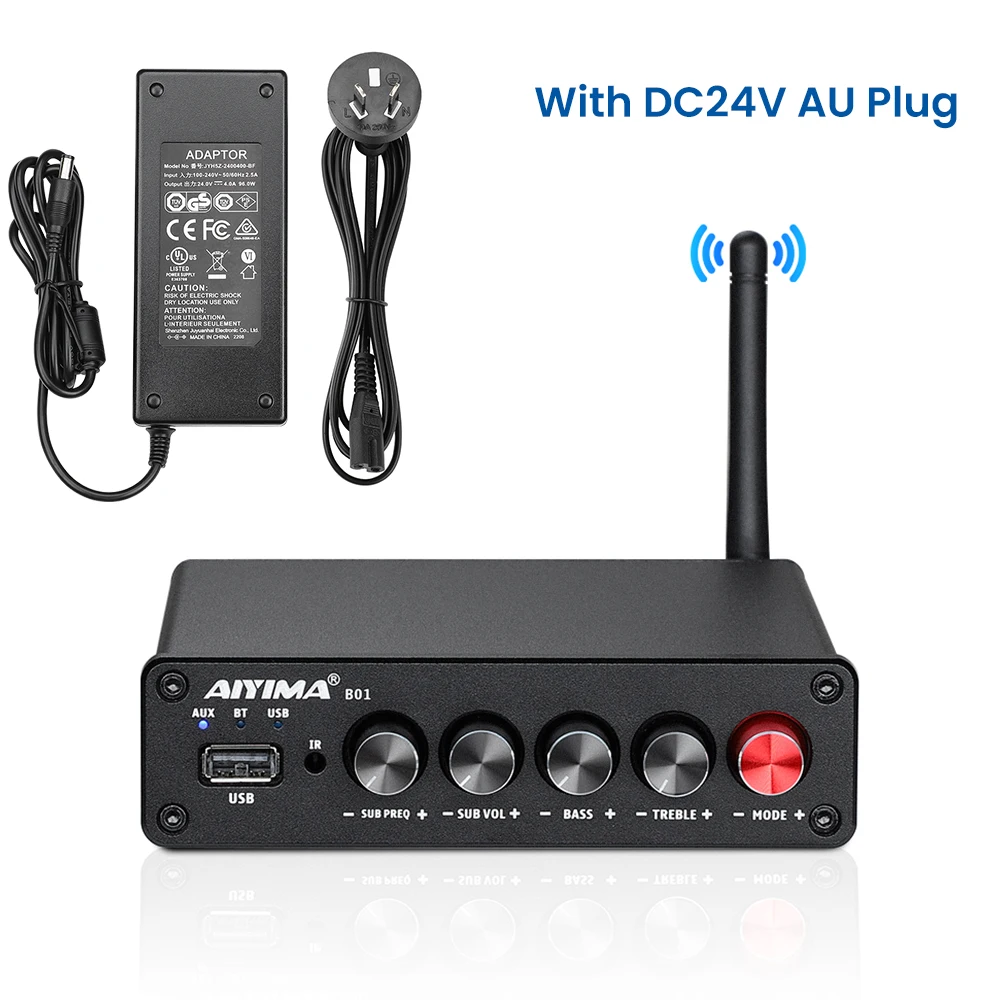 AIYIMA B01 Bluetooth Leistungsverstärker 2.1 Sound-Verstärker Lautsprecher Heim-Audio-Verstärker A03 TPA3116 Subwoofer-Verstärker 50Wx2+100W