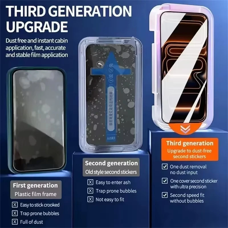 1-5 Piezas Ultra HD Libre de Polvo Protector de Pantalla para iPhone 17 16 15 13 11 12 14 Pro Max 16e 7 8 Plus SE 17 Air Vidrio Fácil Instalación con Caja 5