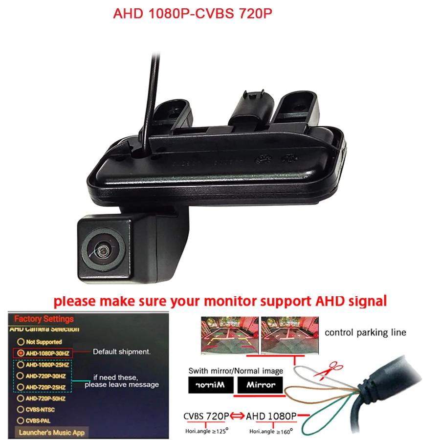 1920*1080P AHD Car Rear Camera for Benz B E Class MB W246 B180 B200 W212 C207 W207 Cabrio CLC W203 trunk handle switch camera