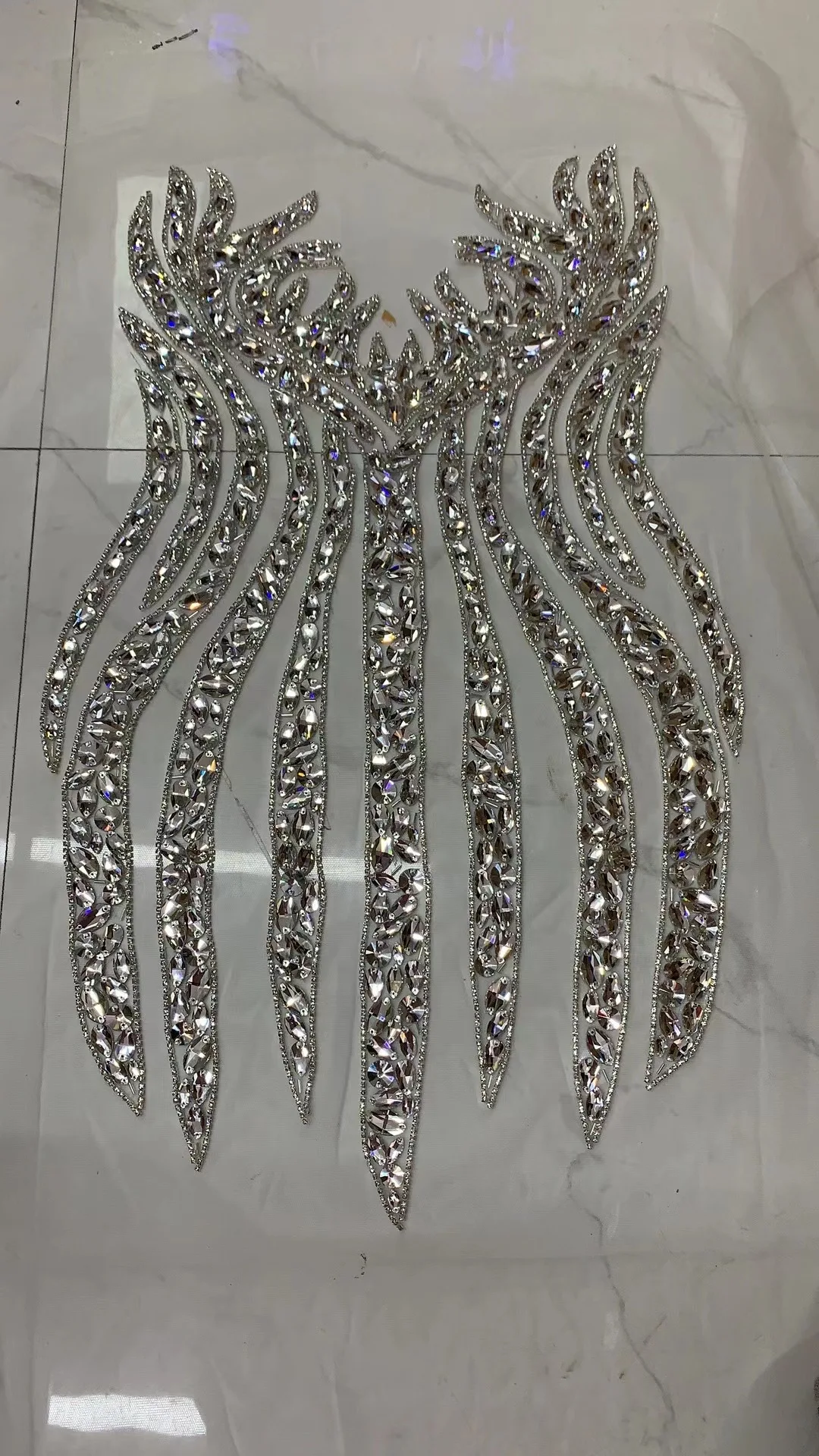 1 PIECE Hot fix crystal rhinestones short fringe beads Handmade rhinestones patches for clothing sewing applique