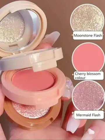 3 In 1 Blush Highlighter Palette Three-Layer All-In-One Powder Palette Pearly Blush Shiny Eyeshadow
